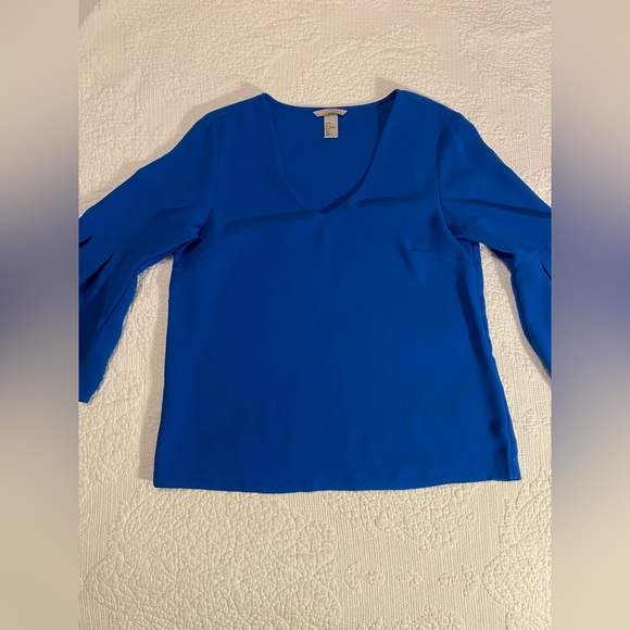 Royal blue blouse with bell sleeves - Picture 2 of 4